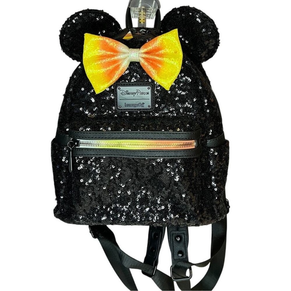 Loungefly Black Sequin Backpack with Yellow Bow - Picture 4 of 4